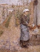 Camille Pissarro woman washing dishes oil painting reproduction